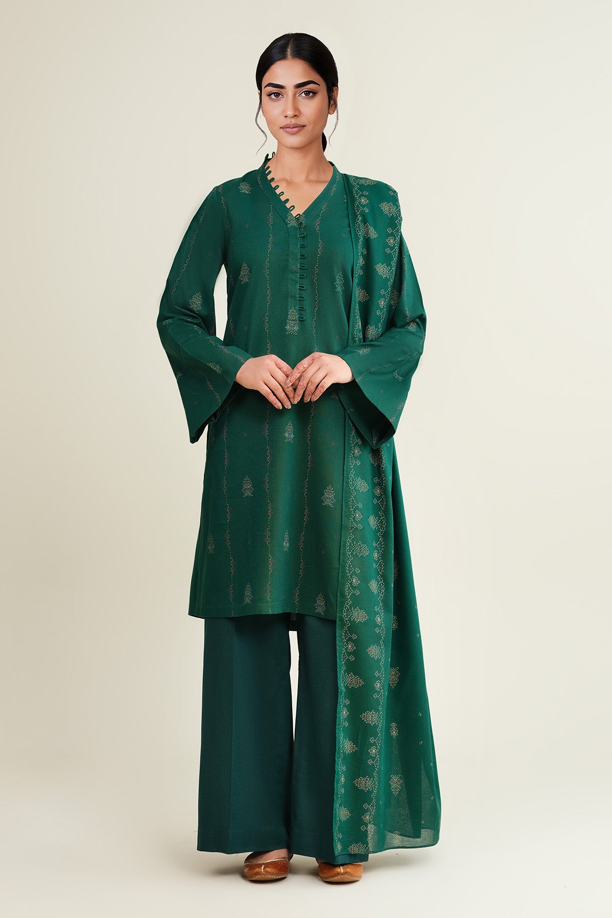 3 Piece - Printed Khaddar Suit - X7114 - Shop Now at Kayseria