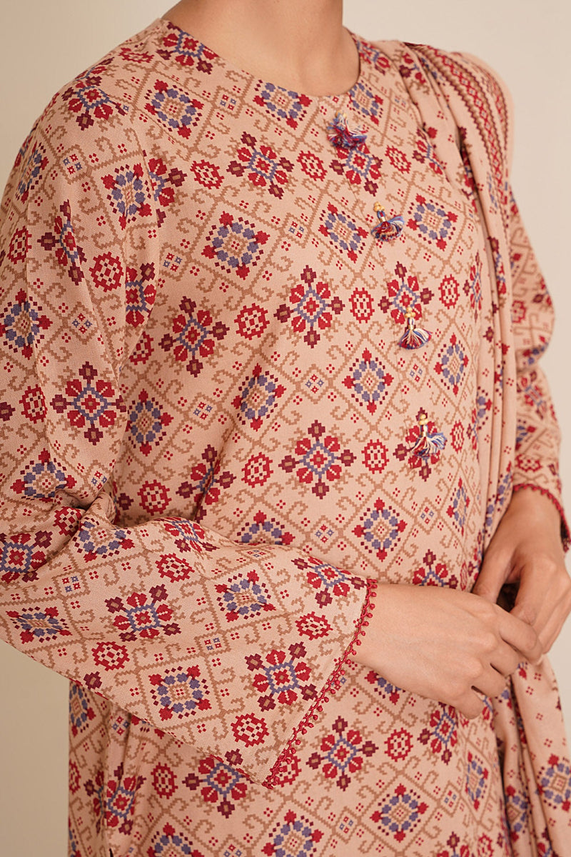 3 Piece - Printed Khaddar Suit - X7118 - Shop Now at Kayseria