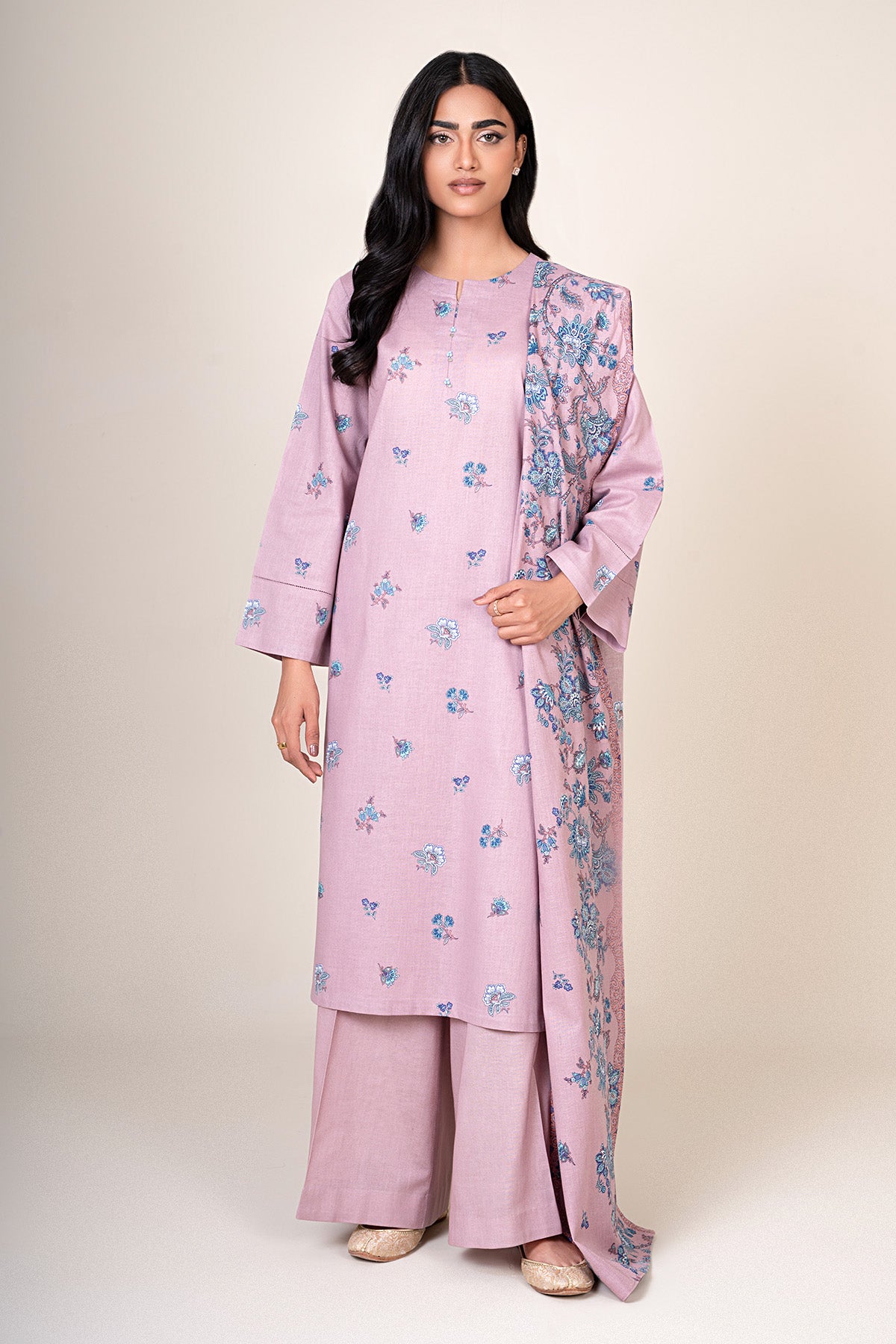3 Piece - Printed Khaddar Suit - X7119 - Shop Now at Kayseria