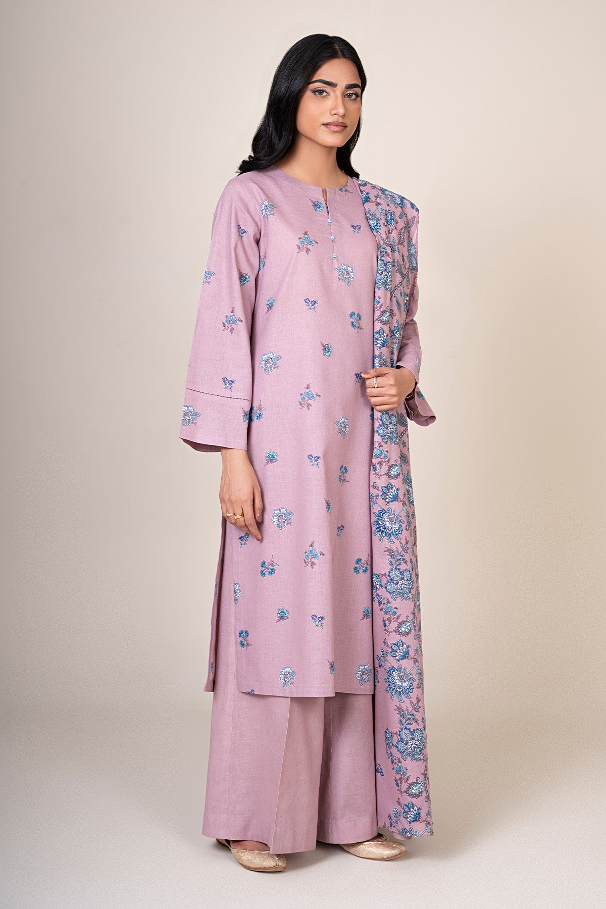 3 Piece - Printed Khaddar Suit - X7119 - Shop Now at Kayseria