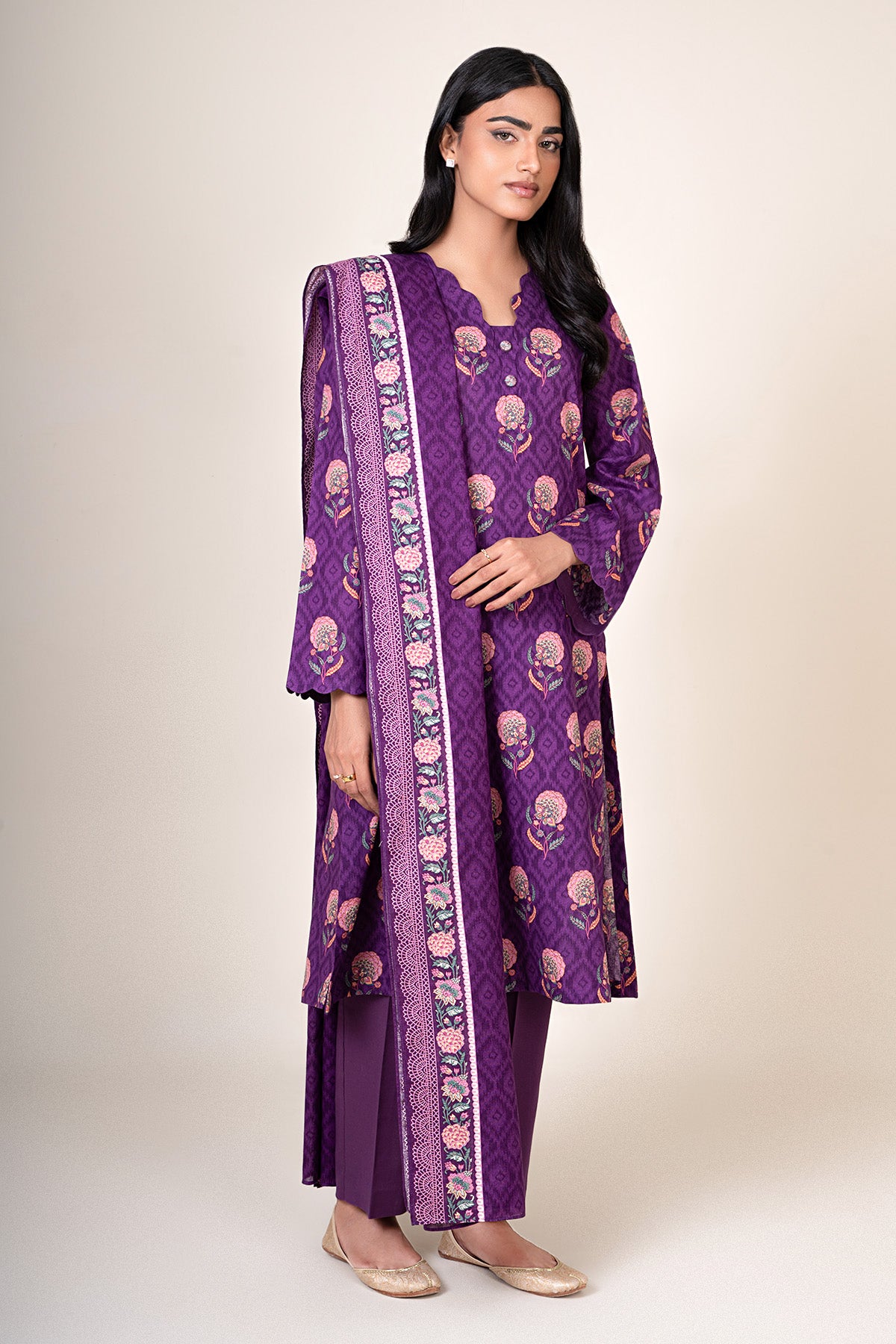 3 Piece - Printed Khaddar Suit - X7125 - Shop Now at Kayseria