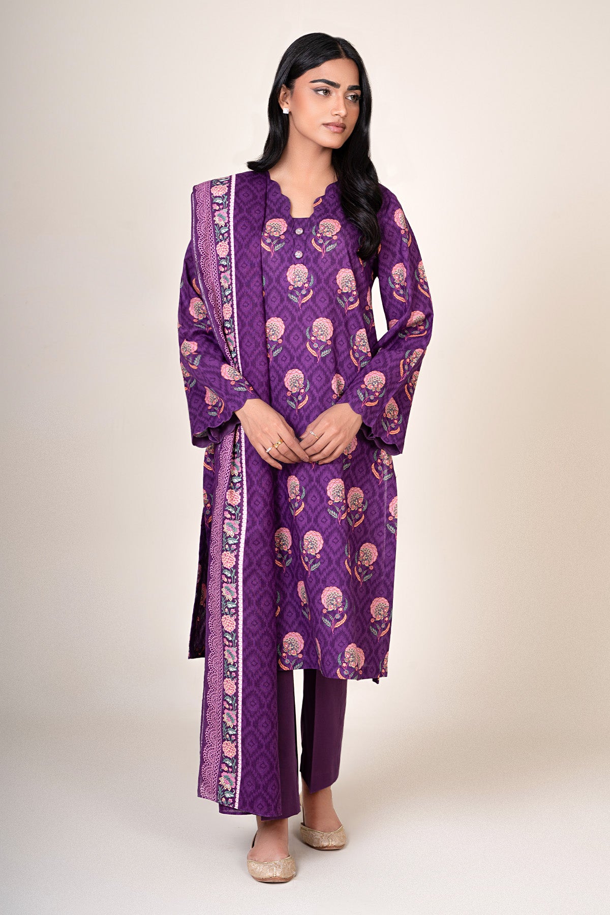3 Piece - Printed Khaddar Suit - X7125 - Shop Now at Kayseria