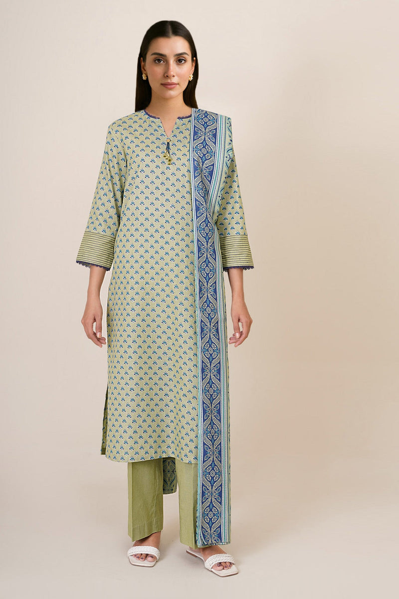 3 Piece - Printed Khaddar Suit - X7135 - Shop Now at Kayseria