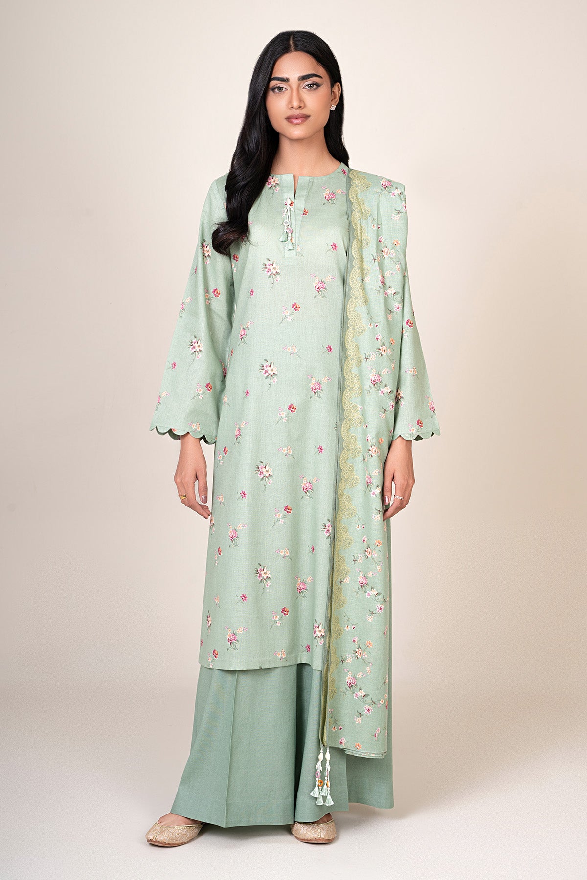 3 Piece - Printed Khaddar Suit - X7141 - Shop Now at Kayseria