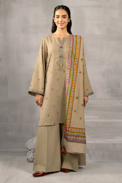 3 Piece - Embroidered Khaddar Suit - Shop Now at Kayseria