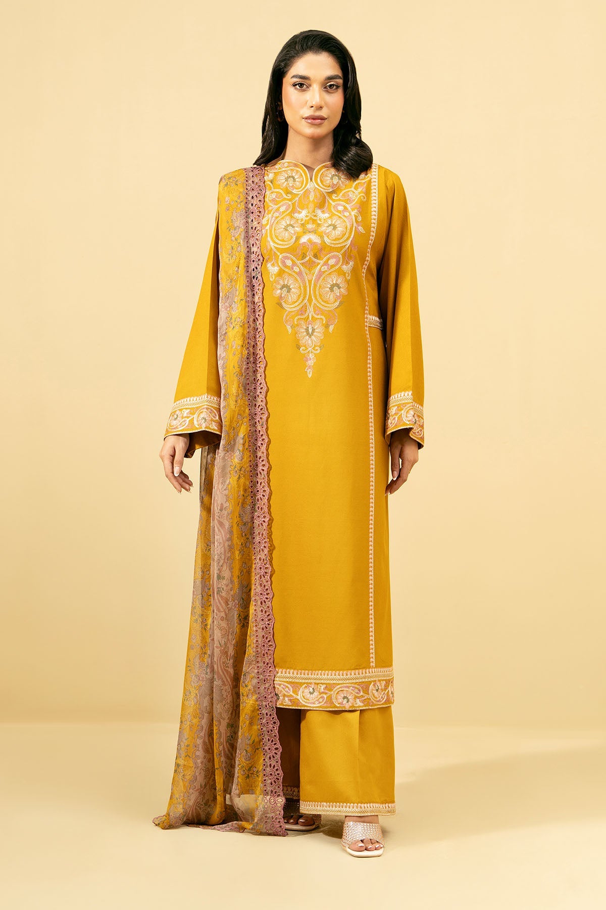 3 Piece - Printed & Embroidered Suit - C6077 - Shop Now at Kayseria