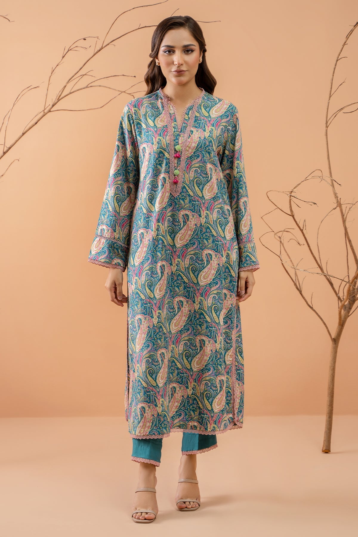 2 Piece - Printed Percale Suit - C6088-1 - Shop Now at Kayseria