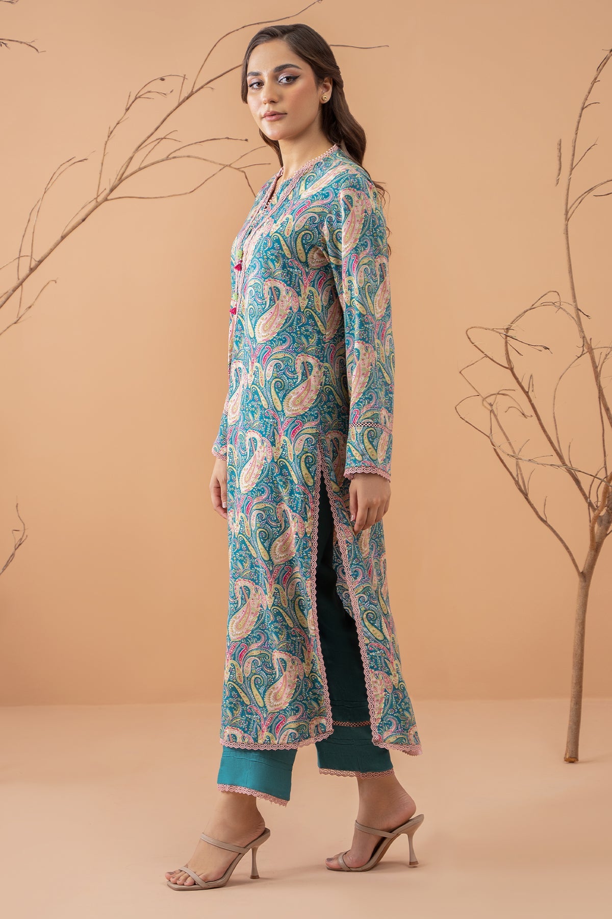 2 Piece - Printed Percale Suit - C6088-1 - Shop Now at Kayseria