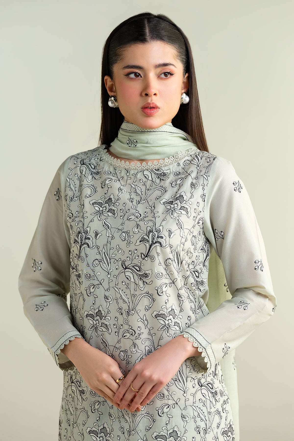 3 Piece -  Embroidered Cotton Lawn Suit - E1630 - Shop Now at Kayseria