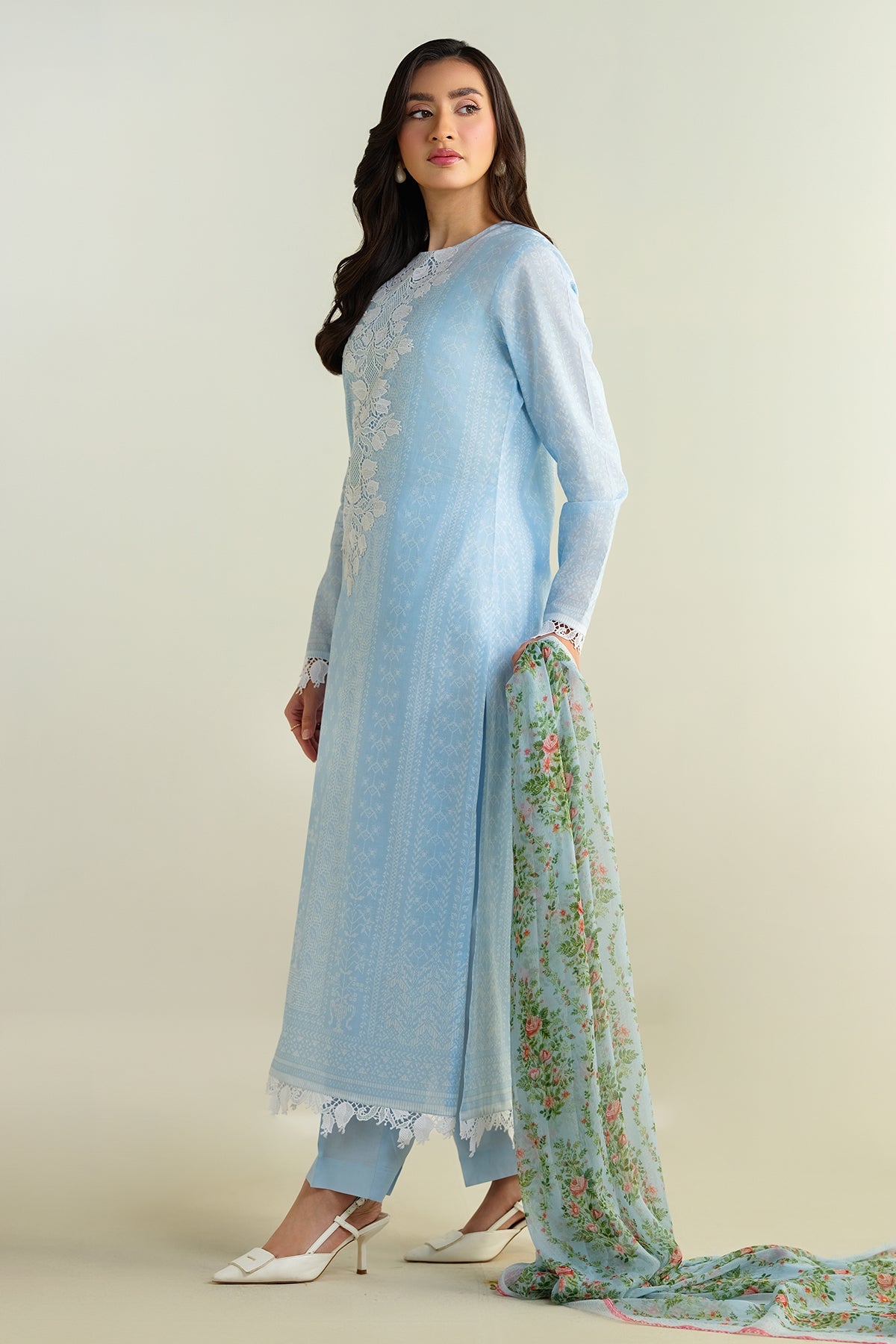 3 Piece - Printed & Embroidered Cotton Lawn Suit - E1691 - Shop Now at Kayseria