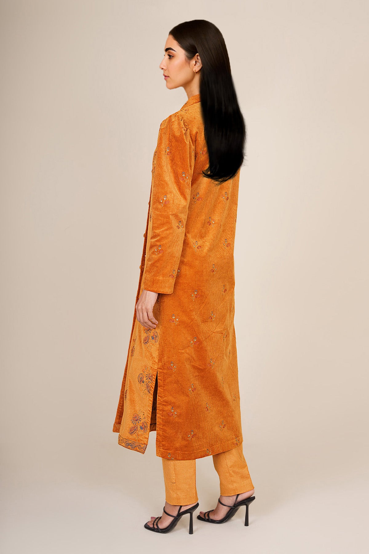 2 Piece - Embroidered Corduroy Suit - E1824 - Shop Now at Kayseria