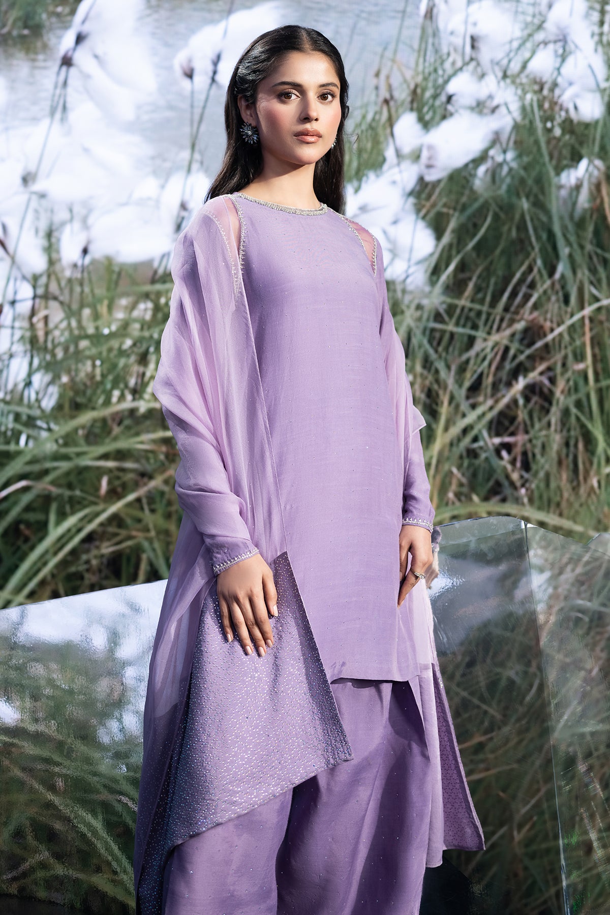 3 Piece - Embellished Silk Suit - KPS25-P3490