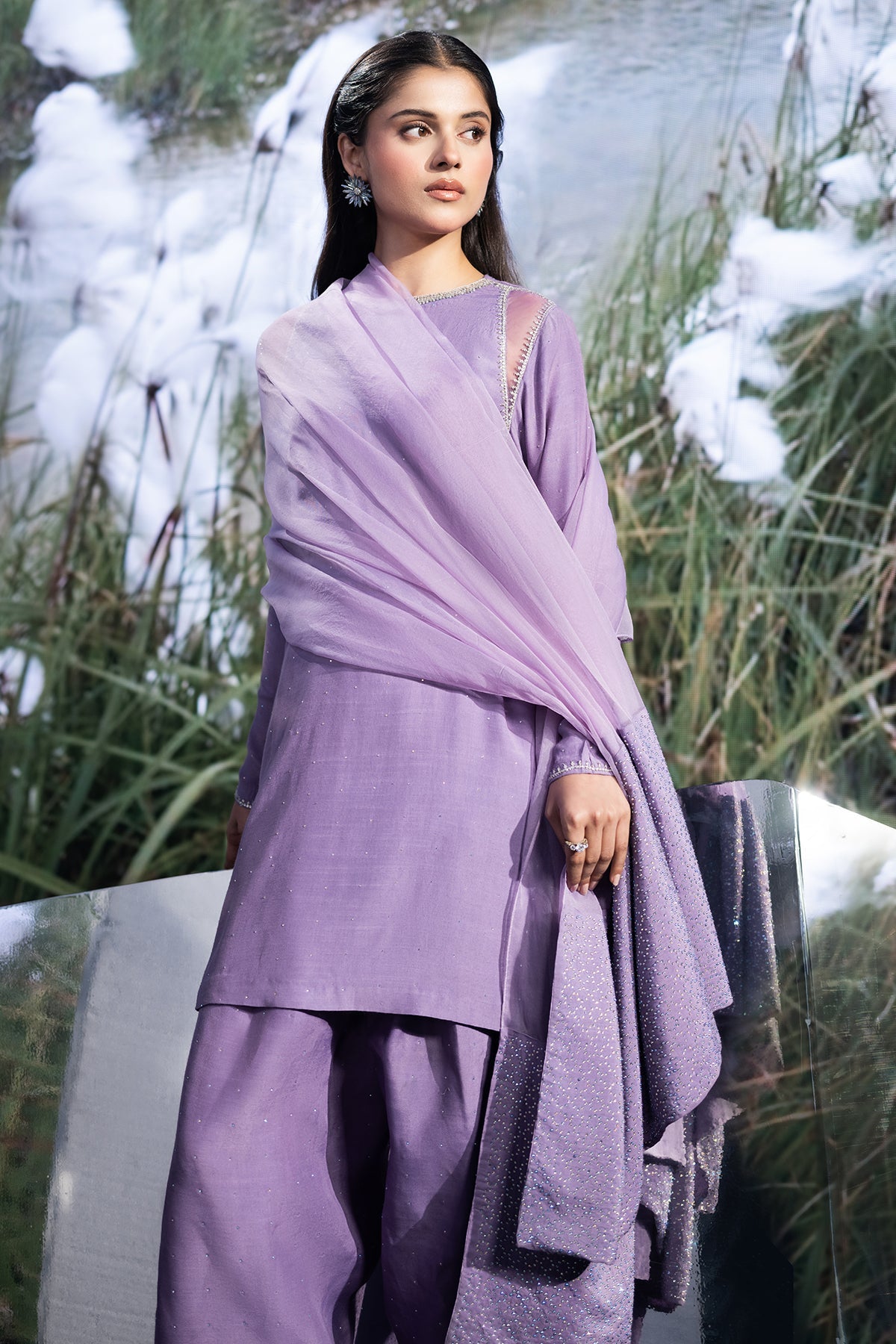 3 Piece - Embellished Silk Suit - KPS25-P3490