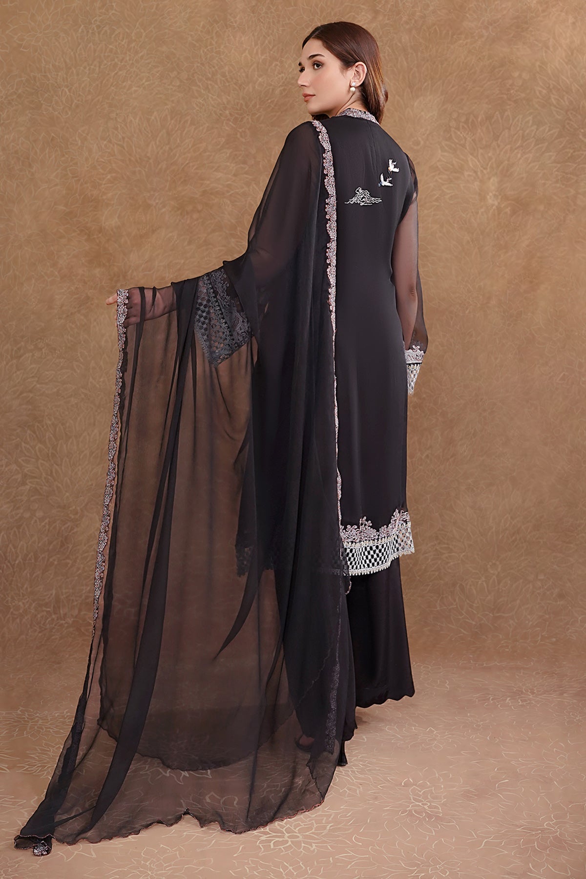2 Piece - Embroidered Pure Chiffon Suit - MC1204-6 - Shop Now at Kayseria