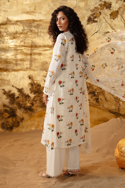 3 Piece - Printed & Embroidered Malmal Suit - MC1234-3 - Shop Now at Kayseria