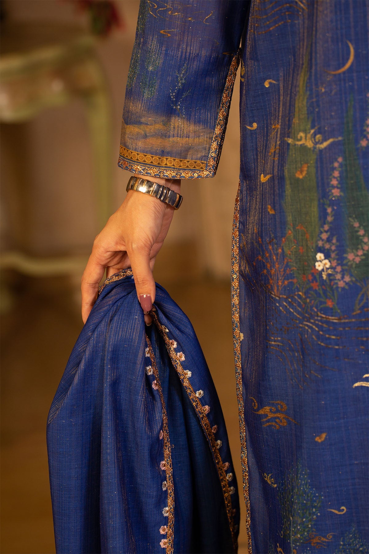 3 Piece - Printed & Embroidered Nap Shimmer Suit - MCP1513 - Shop Now at Kayseria