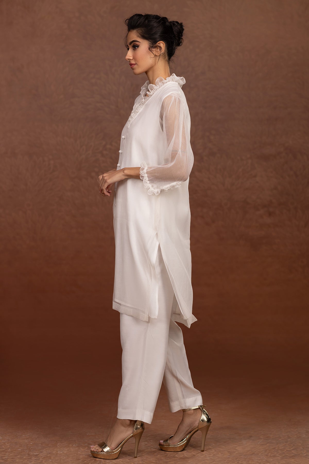 2 Piece - Dyed Chery Net Suit - MCP-1327-32 - Shop Now at Kayseria