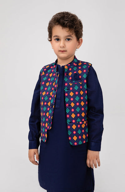 Boys Printed Waistcoat 3 Piece Suit