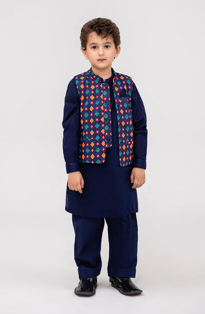 Boys Printed Waistcoat 3 Piece Suit