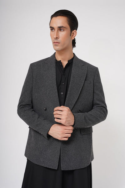 Double Breasted Wool Jacket - Shop Now at Shahnameh