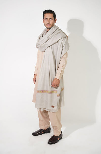 Beige Fine Wool Shawl - Shop Now at Shahnameh