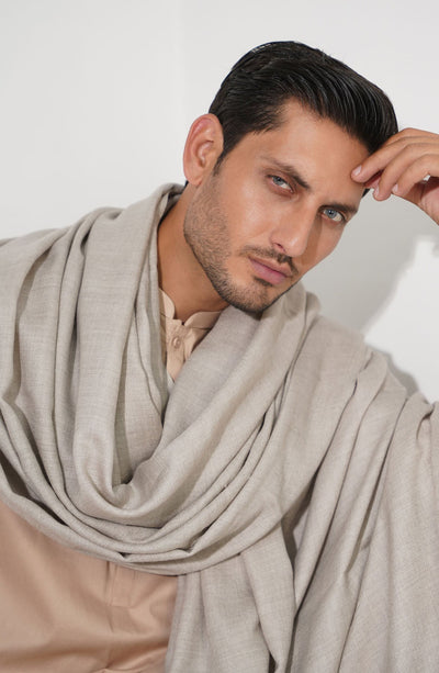 Beige Fine Wool Shawl - Shop Now at Shahnameh